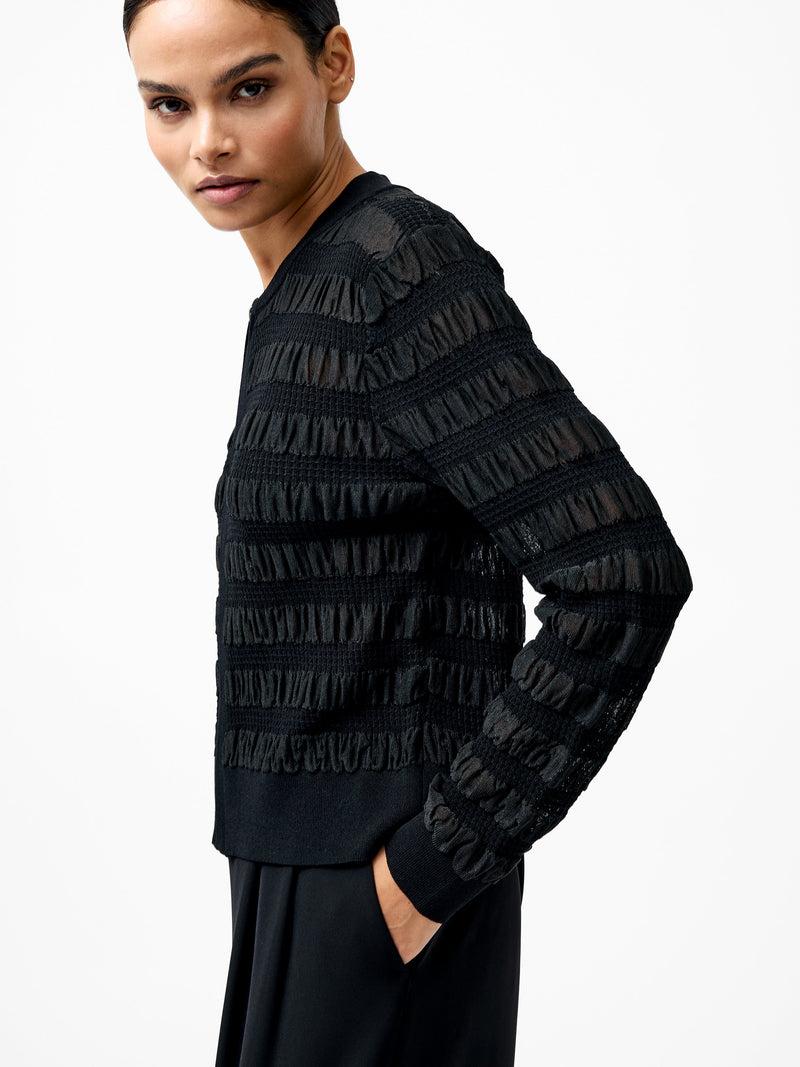french connection Melba Textured Long Sleeve Cardigan Black