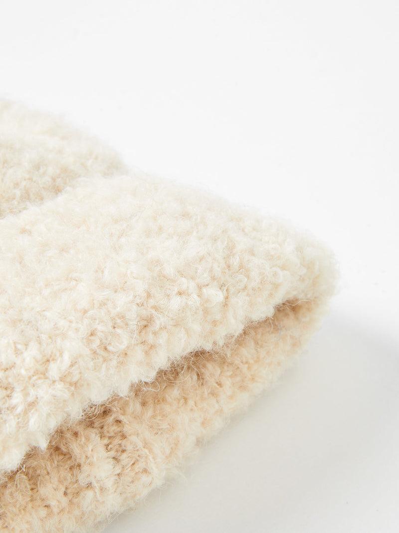 French Connection Melissa Recycled Boucle Double Brim Beanie Ecru