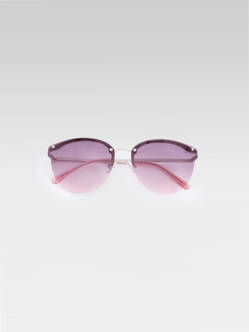 French Connection Metal Cat Eye Rimless Sunglasses Grey Tort