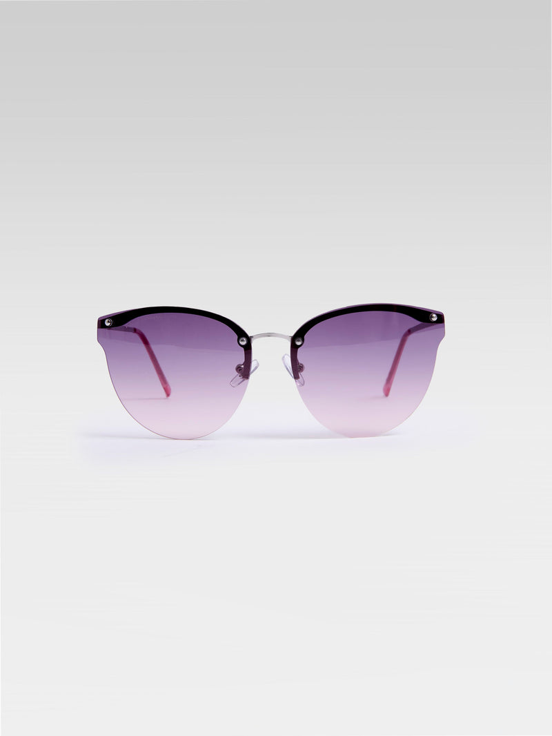 french connection Metal Cat Eye Rimless Sunglasses Grey Tort