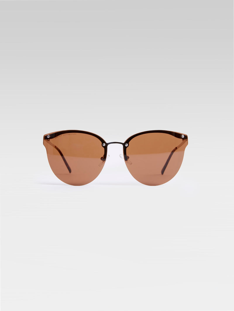 french connection Metal Cat Eye Rimless Sunglasses Tan