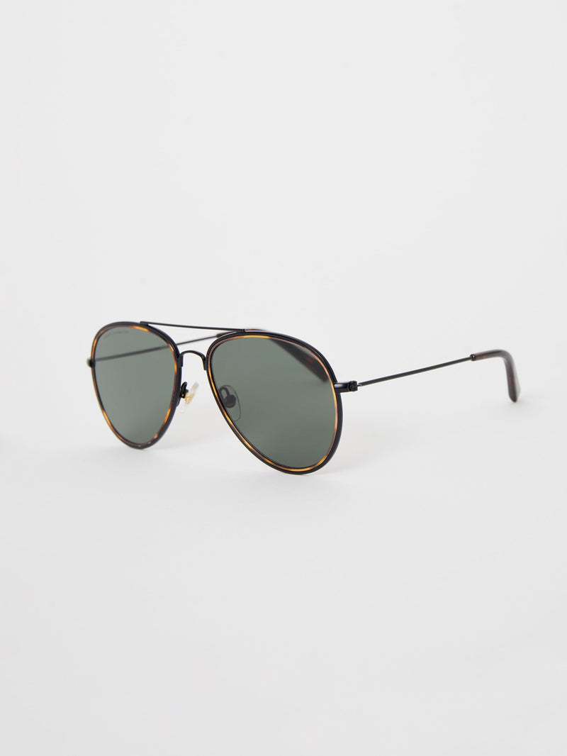 French Connection Metal D-Frame Rim Detailed Sunglasses Tort