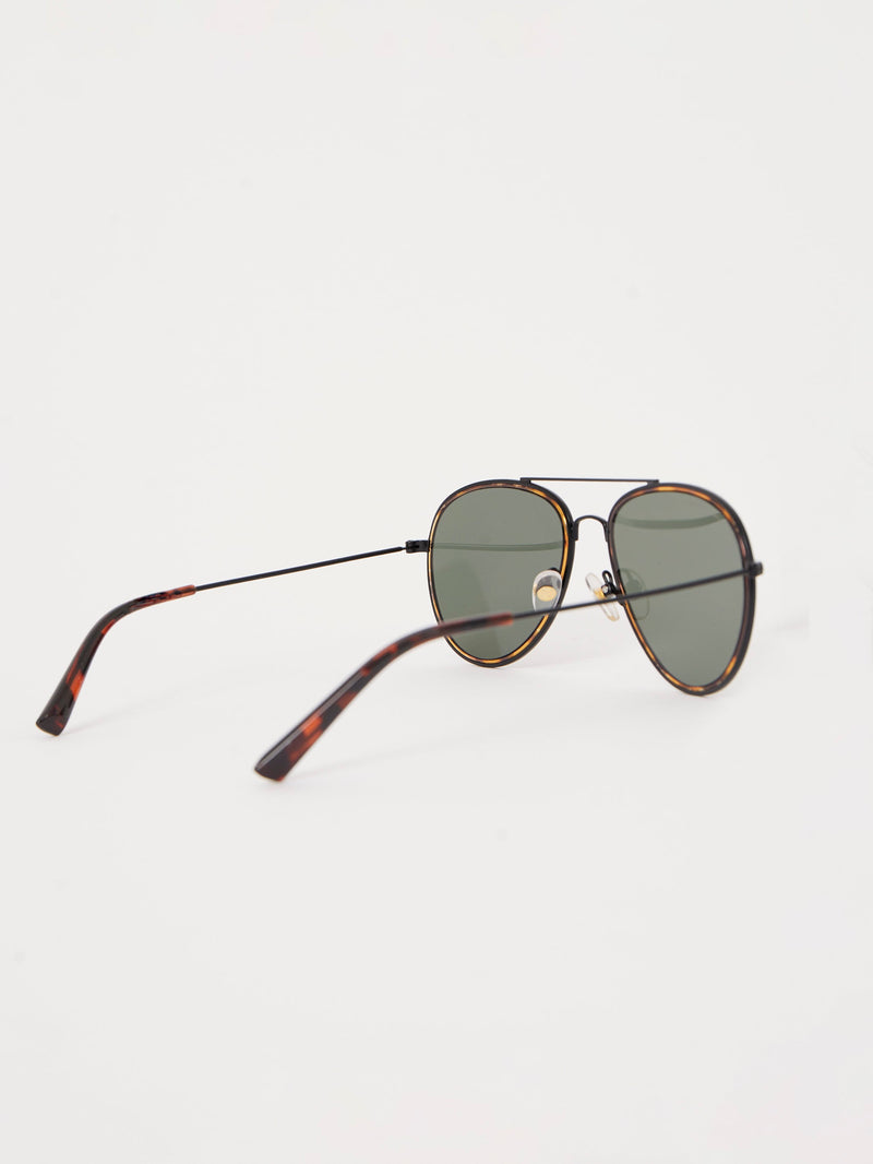 French Connection Metal D-Frame Rim Detailed Sunglasses Tort