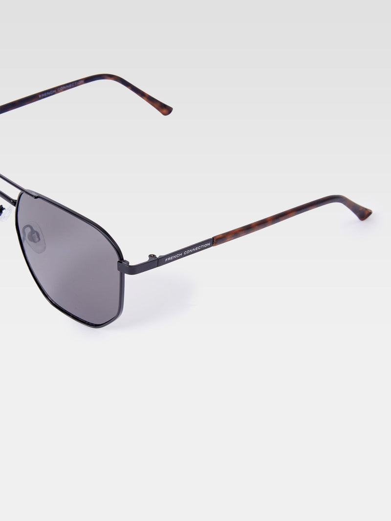 French Connection Metal D-Frame Sunglasses Matte Black