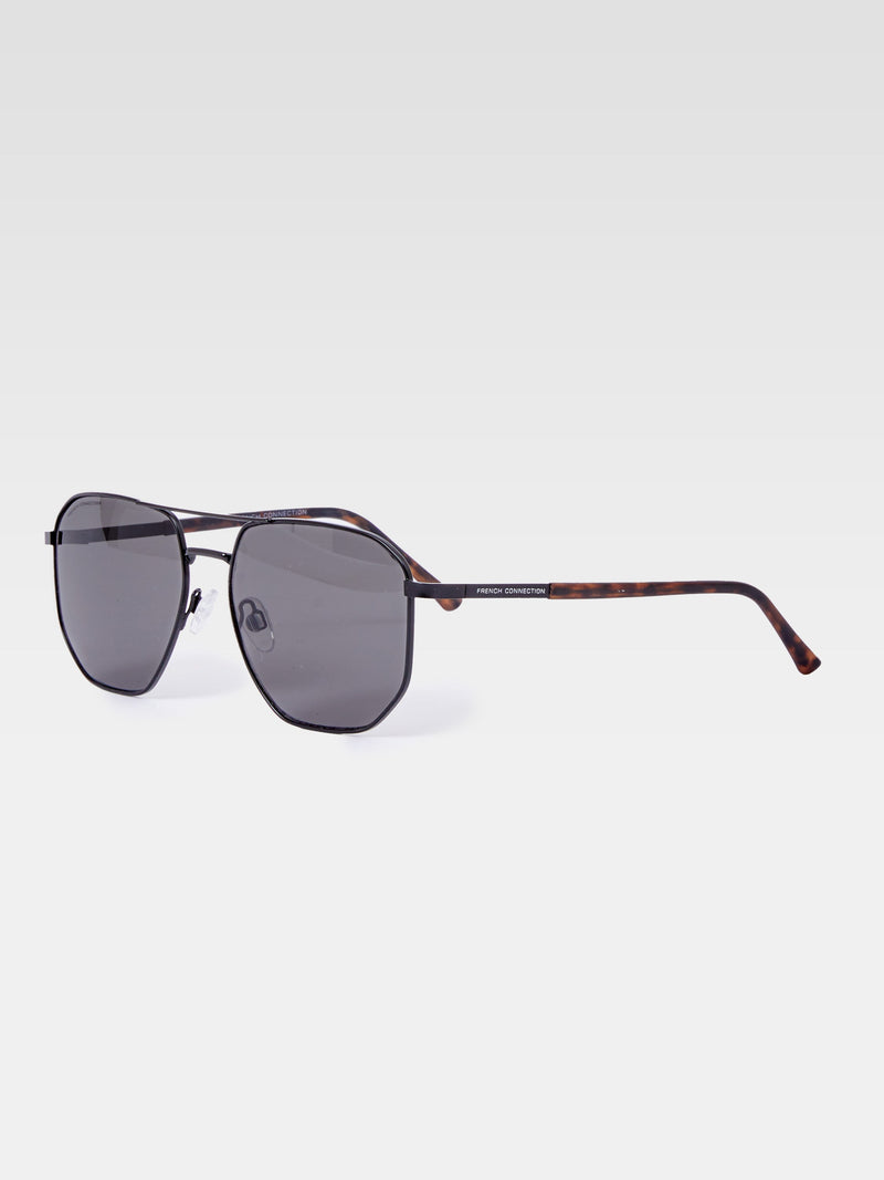 French Connection Metal D-Frame Sunglasses Matte Black