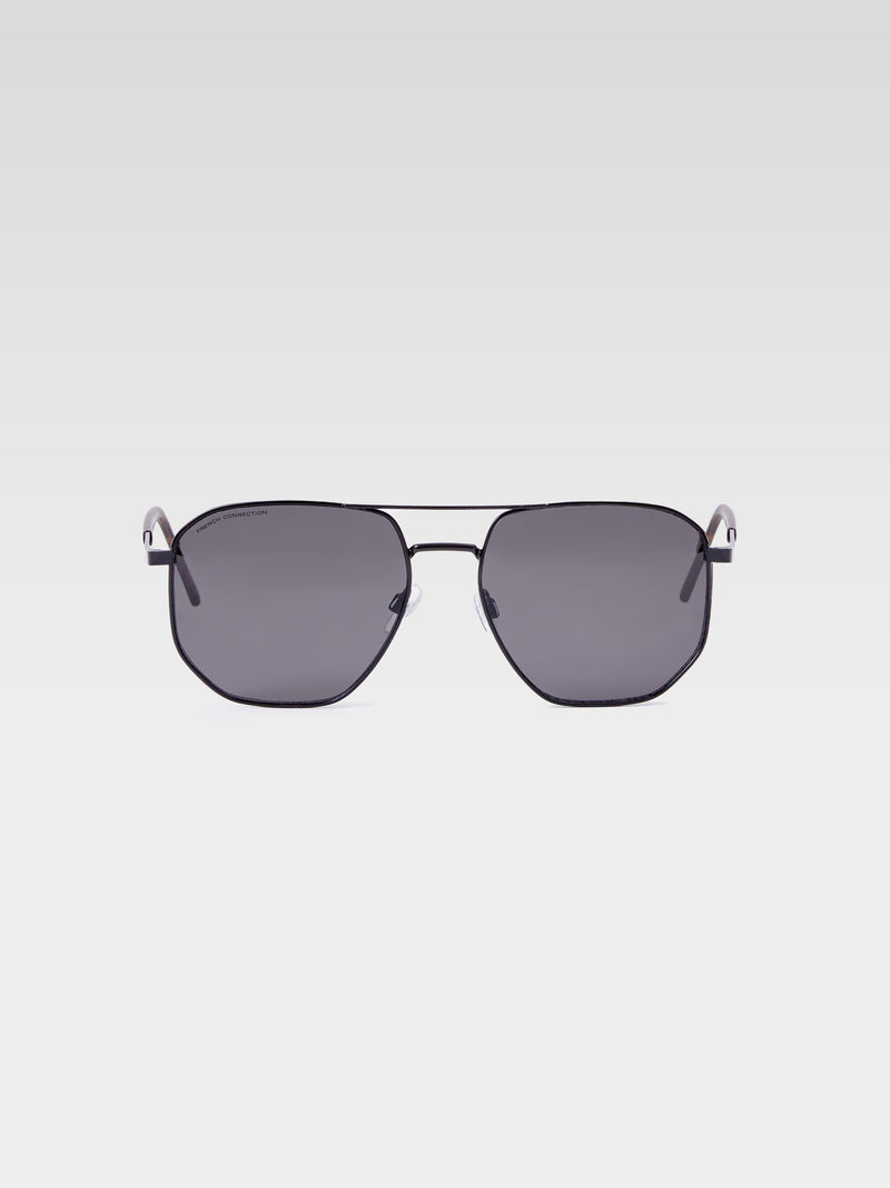 french connection Metal D-Frame Sunglasses Matte Black