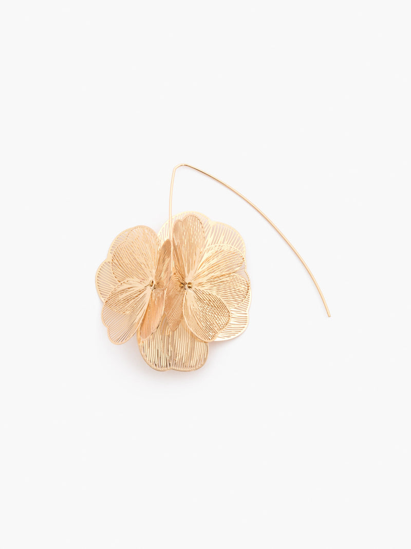 french connection Metal Floral Threader Earrings Gold