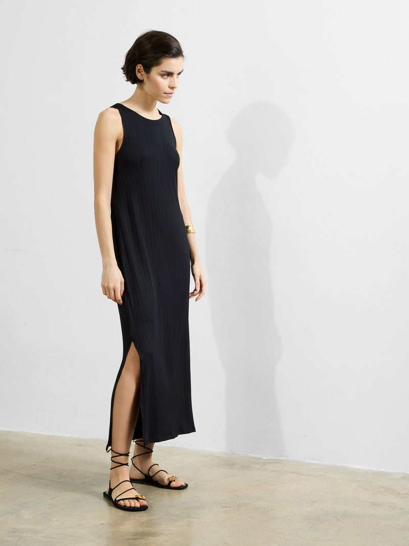 French Connection Mia Textured Jersey Maxi Dress Black