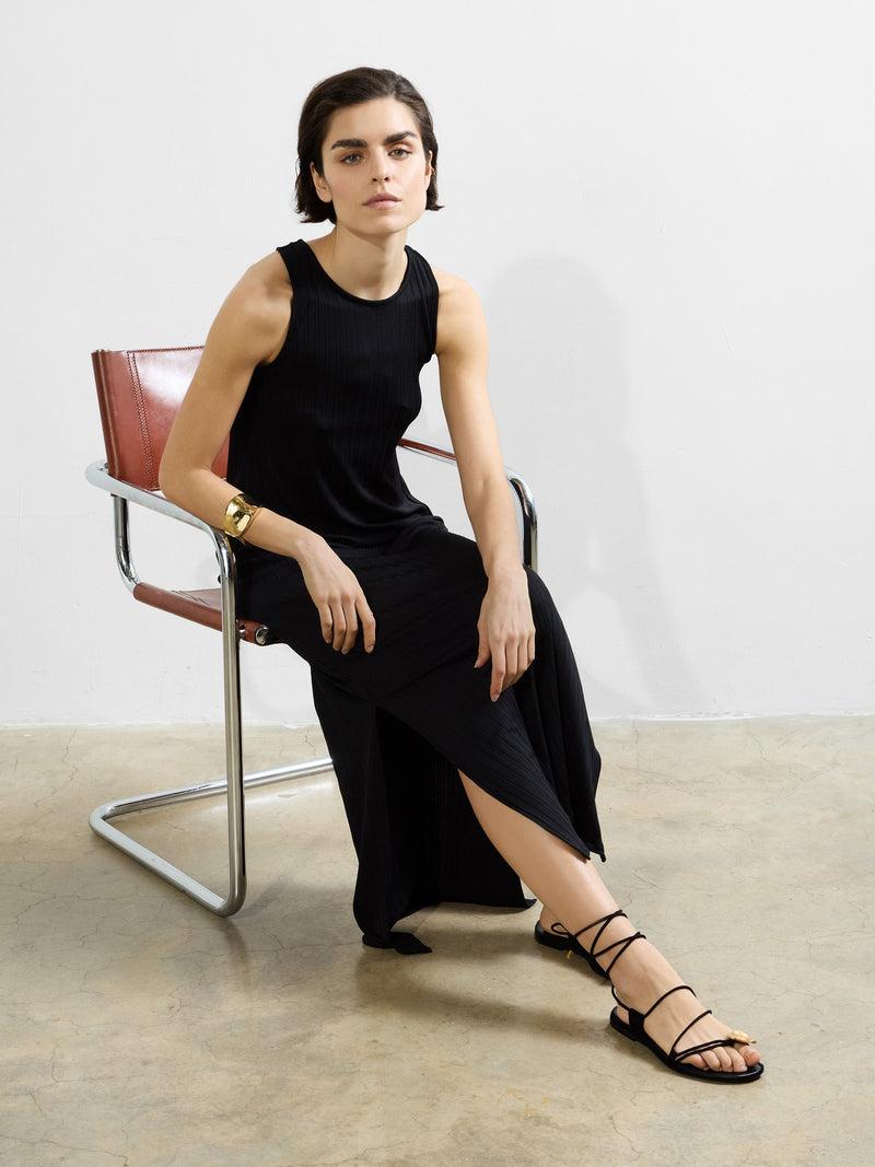 French Connection Mia Textured Jersey Maxi Dress Black