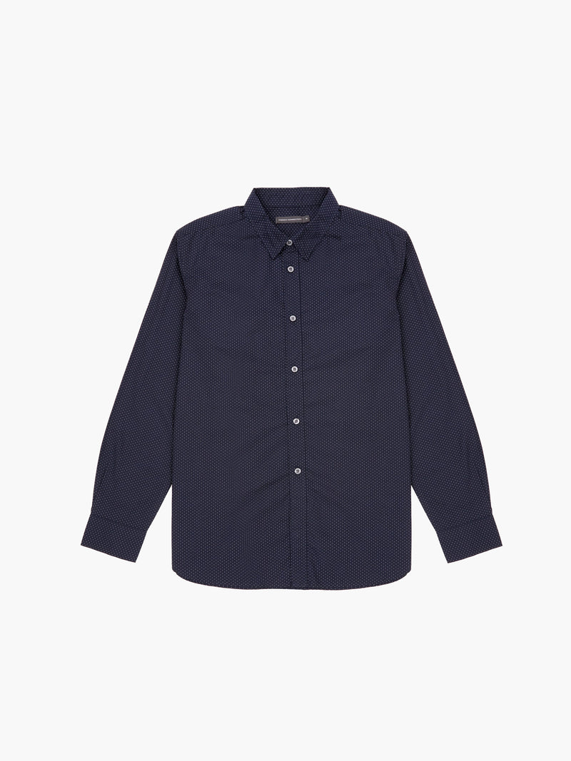 french connection Micro Dot Long Sleeve Shirt Marine