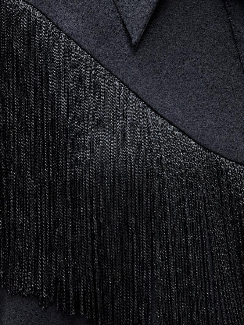 French Connection Mila Sleeveless Fringed Top Black