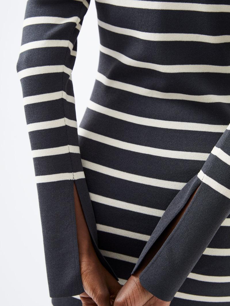 French Connection Milena Striped Knit Midi Dress Moonless/Cream