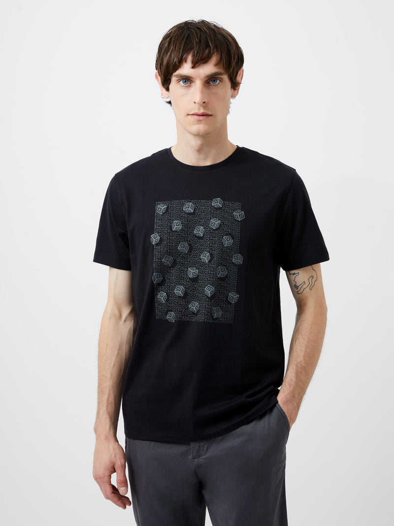 french connection Mini Dice Organic Graphic T-Shirt Black