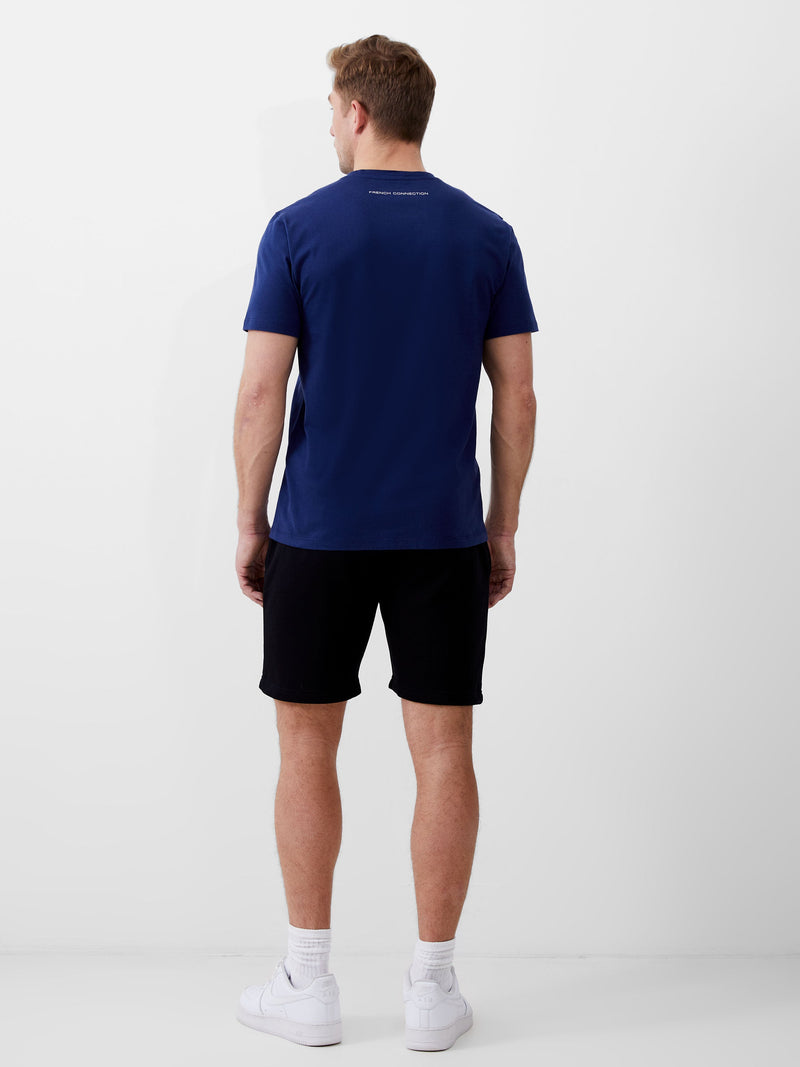 French Connection Mirror Repeat Logo Organic Graphic T-Shirt Navy
