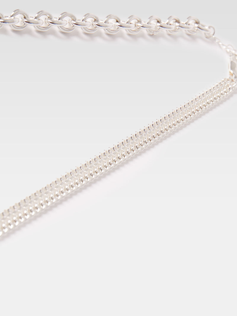 French Connection Mixed Chunky Chain Necklace Silver