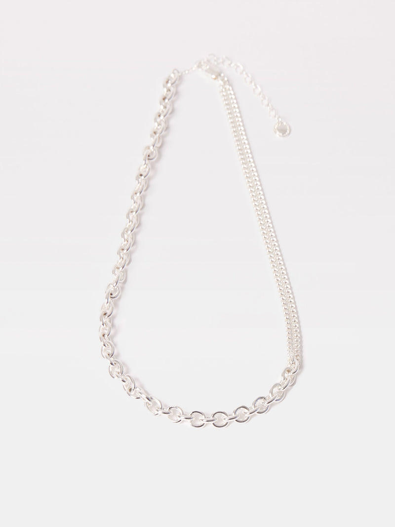 french connection Mixed Chunky Chain Necklace Silver