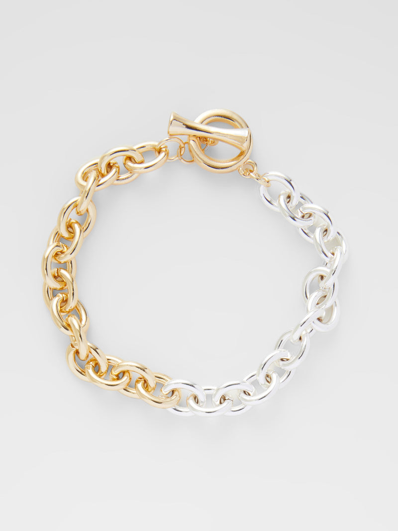 French Connection Mixed Metal Chunky Chain Bracelet Gold/Silver