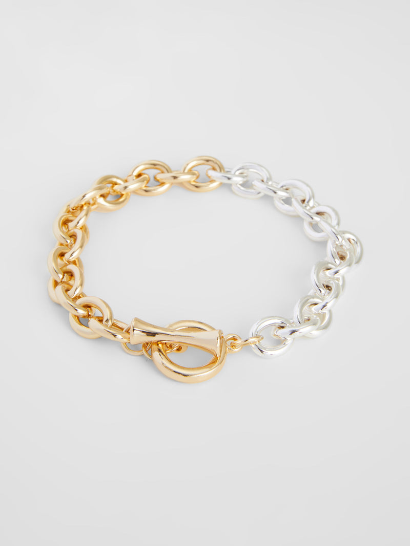 French Connection Mixed Metal Chunky Chain Bracelet Gold/Silver