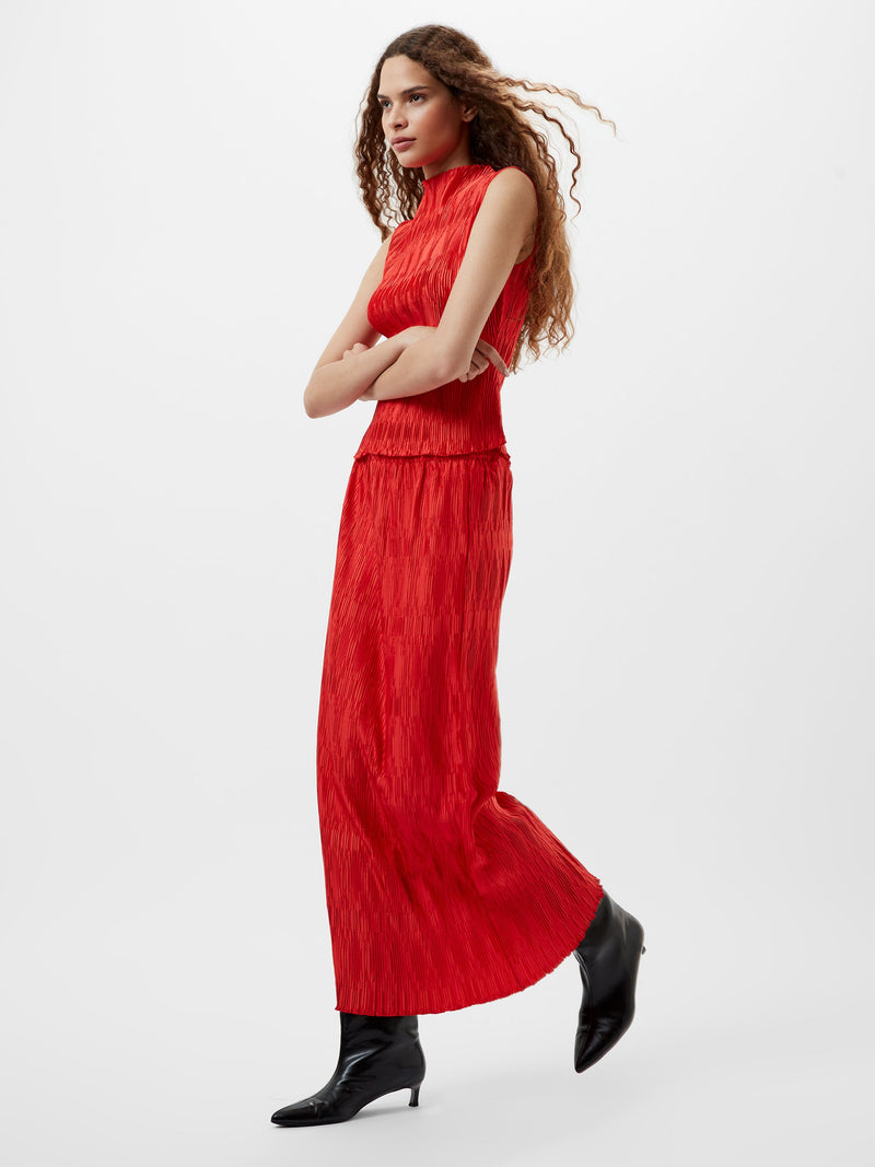 French Connection Moira Pleated Sleeveless Top Scarlet Red