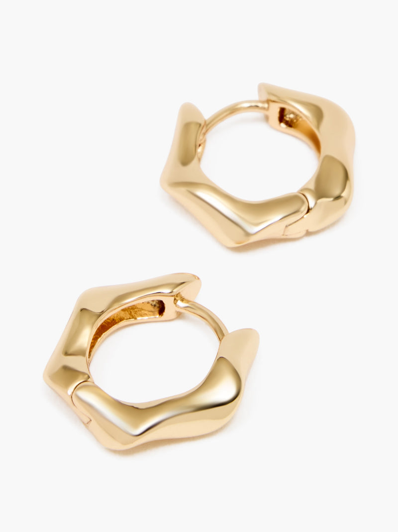 French Connection Molten Hexagon Huggie Hoop Earrings Gold