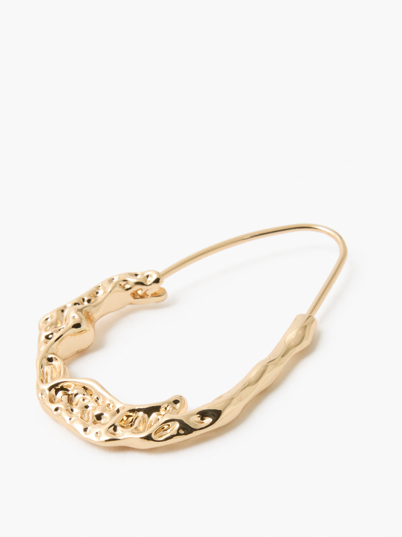 French Connection Molten Metal Oval Hoop Earrings Gold