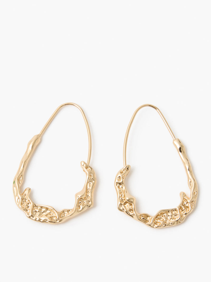 french connection Molten Metal Oval Hoop Earrings Gold