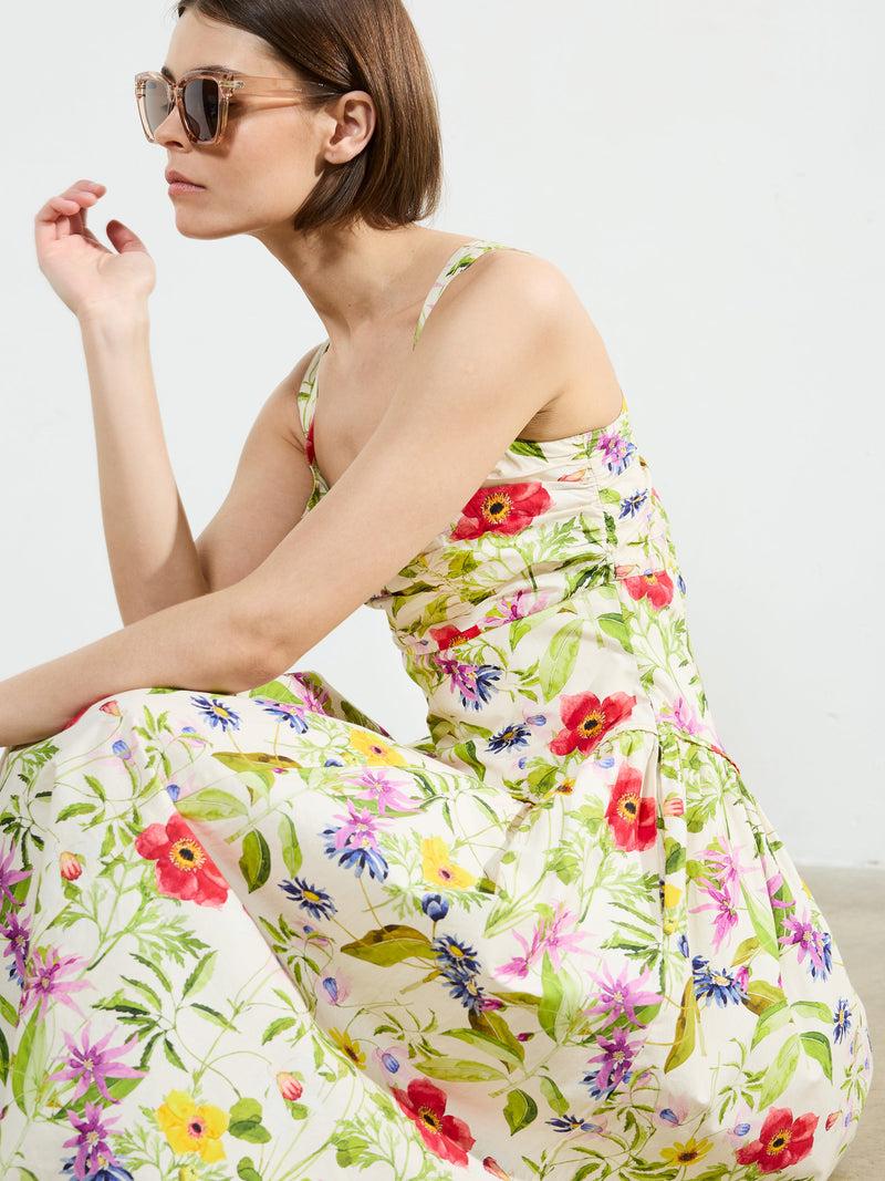 French Connection Monica Barletta Poplin Midi Dress White Multi