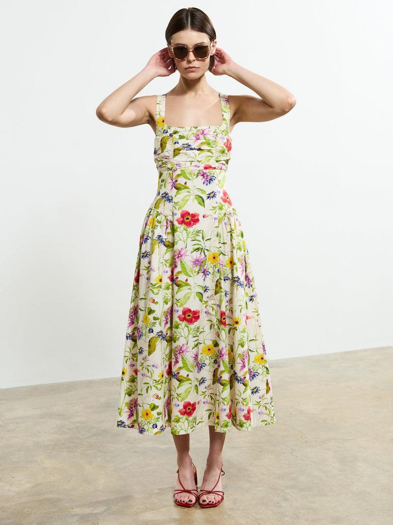 french connection Monica Barletta Poplin Midi Dress White Multi