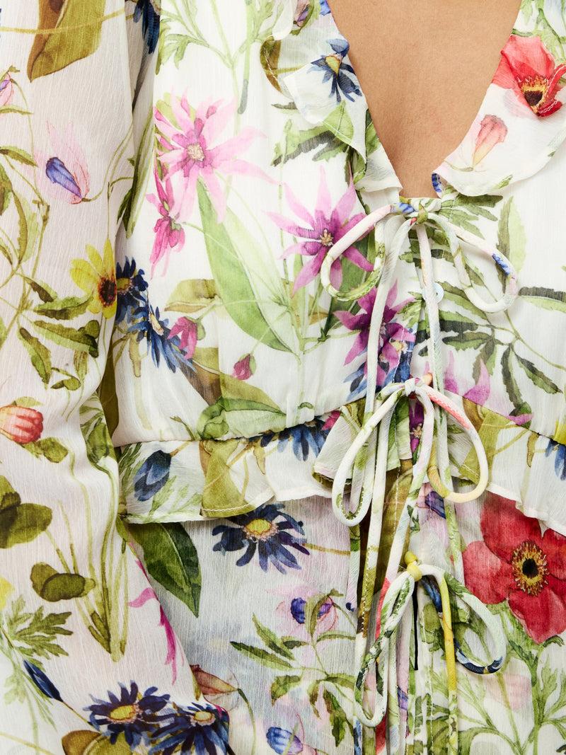 French Connection Monica Hallie Crinkle Blouse White Multi