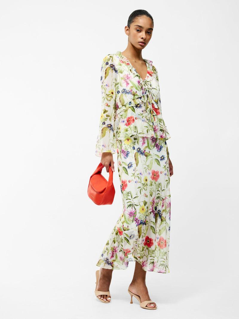 French Connection Monica Hallie Crinkle Blouse White Multi