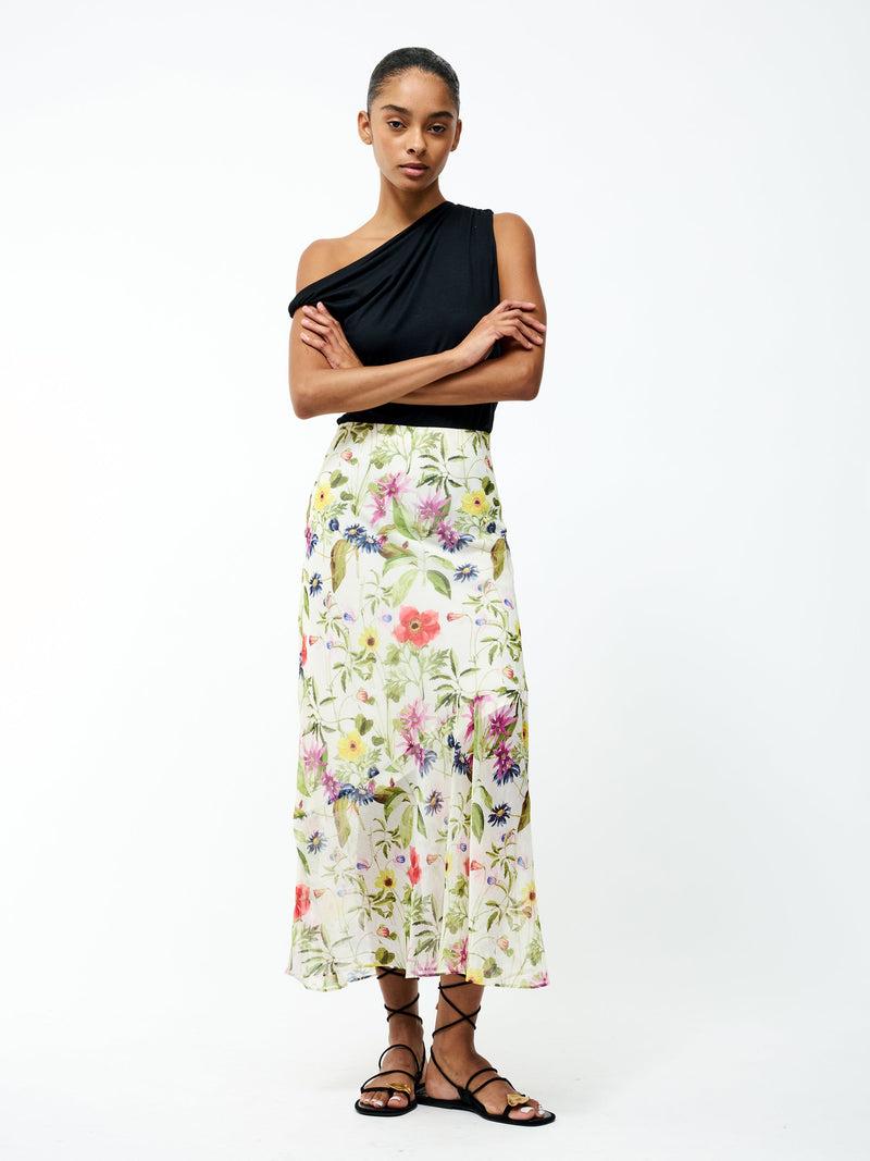 French Connection Monica Hallie Maxi Skirt White Multi