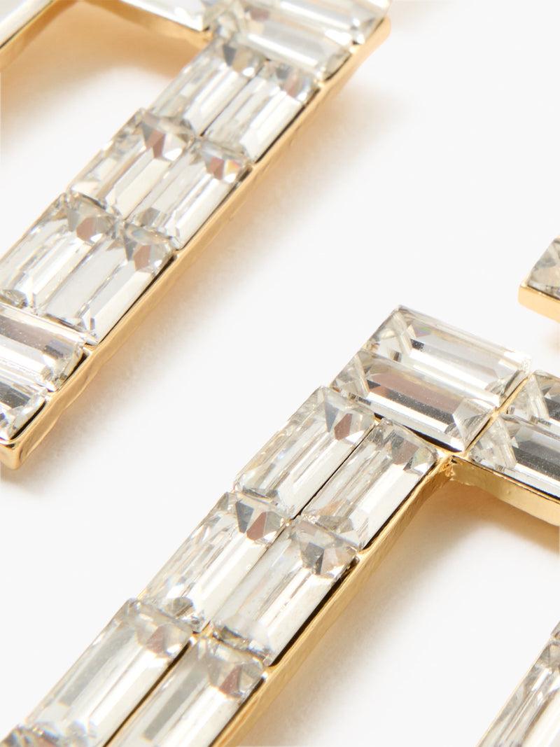 French Connection Mosaic Crystal Square Drop Earrings Crystal Clear