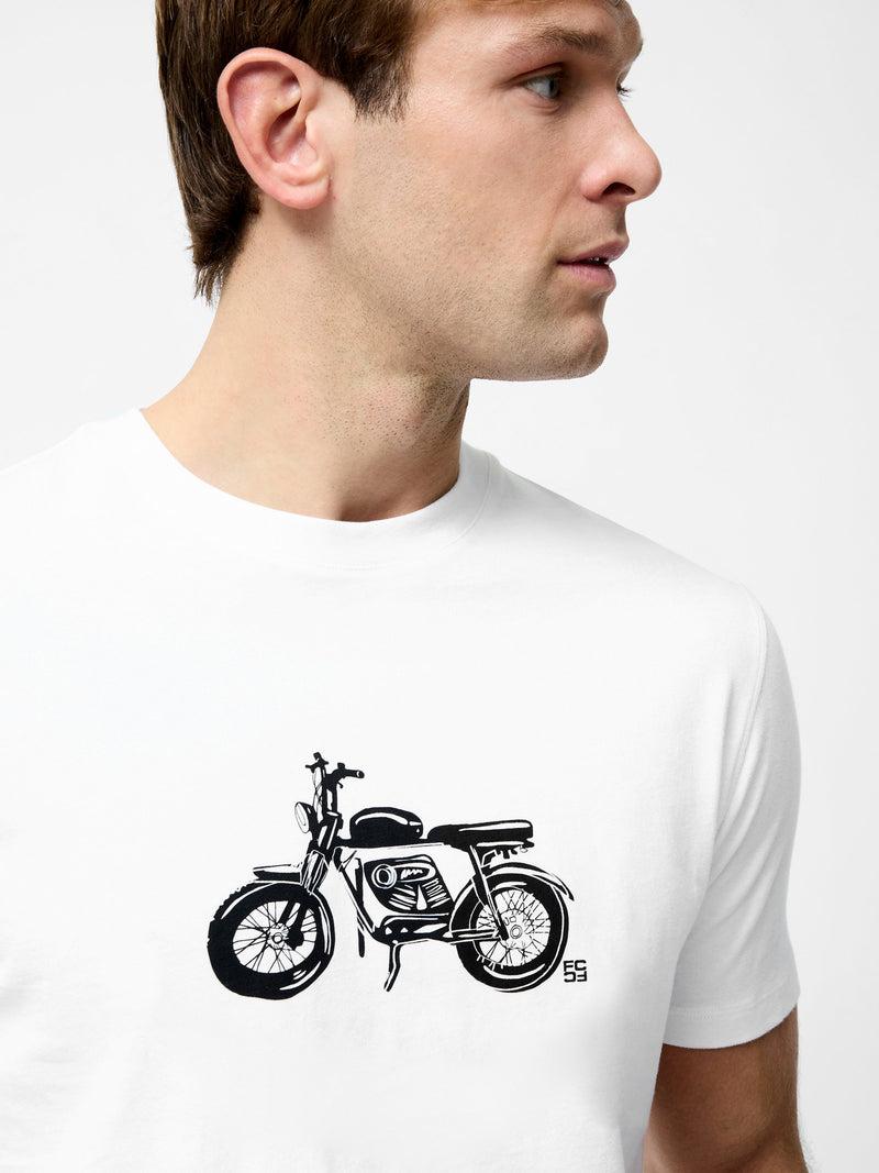 French Connection Motorbike Organic Short Sleeve Graphic T-Shirt White