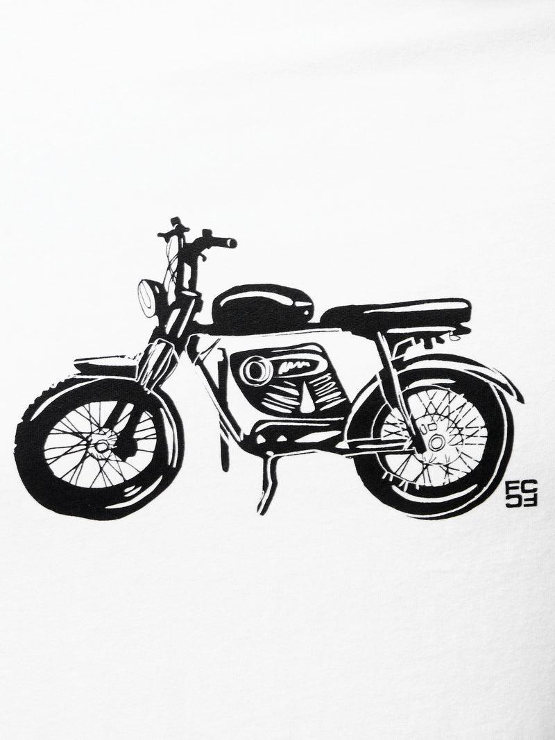 French Connection Motorbike Organic Short Sleeve Graphic T-Shirt White
