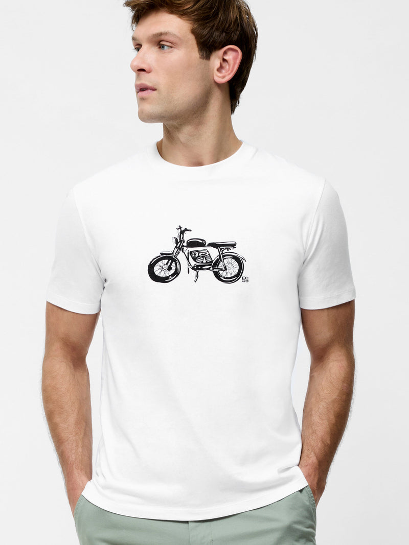 french connection Motorbike Organic Short Sleeve Graphic T-Shirt White