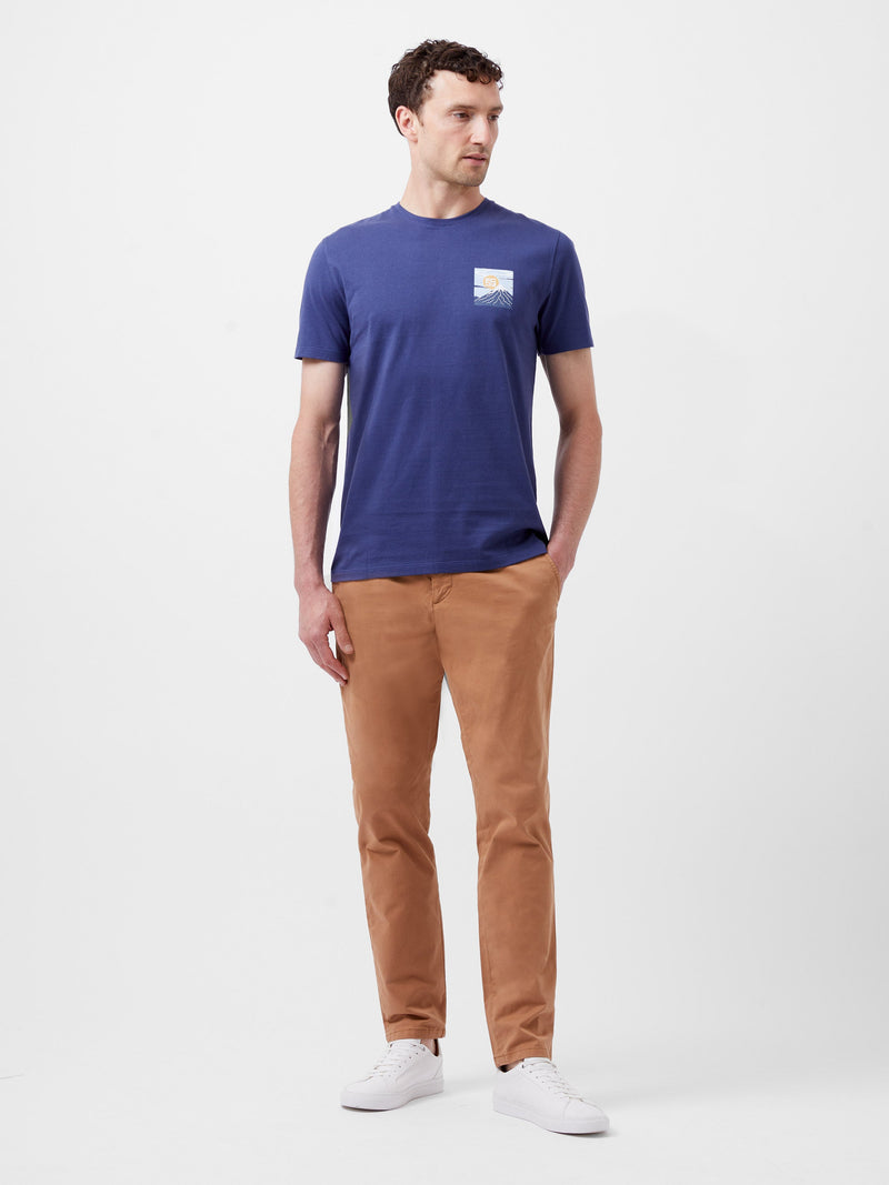 French Connection Mount Fuji Organic Graphic T-Shirt Indigo Blue