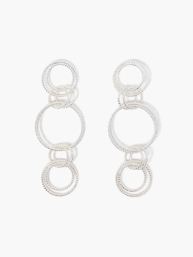 french connection Multi Circle Drop Earrings Silver