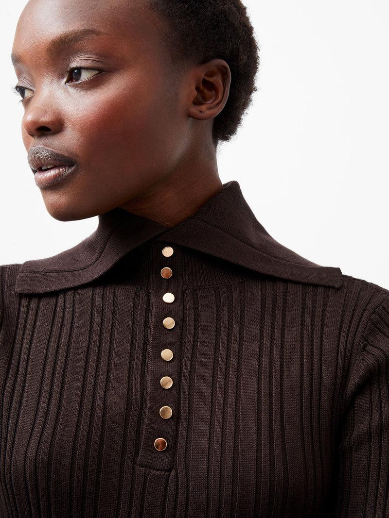 French Connection Nia Mari Long Sleeve Top Chocolate Ganache