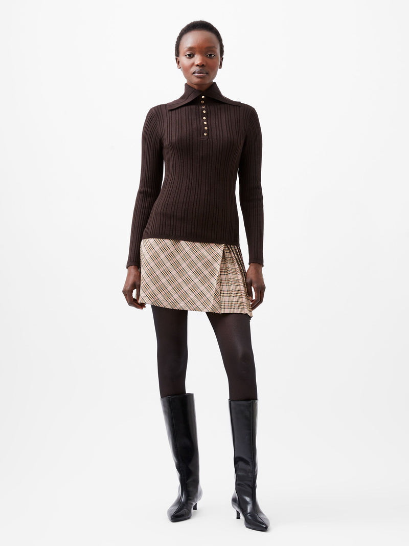 French Connection Nia Mari Long Sleeve Top Chocolate Ganache