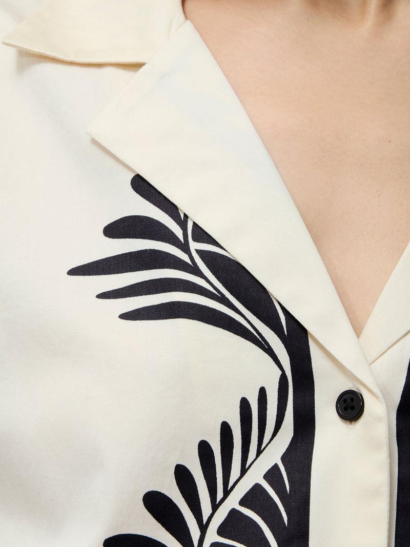 French Connection Nola Alexis Printed Short Sleeve Shirt Cream/Black