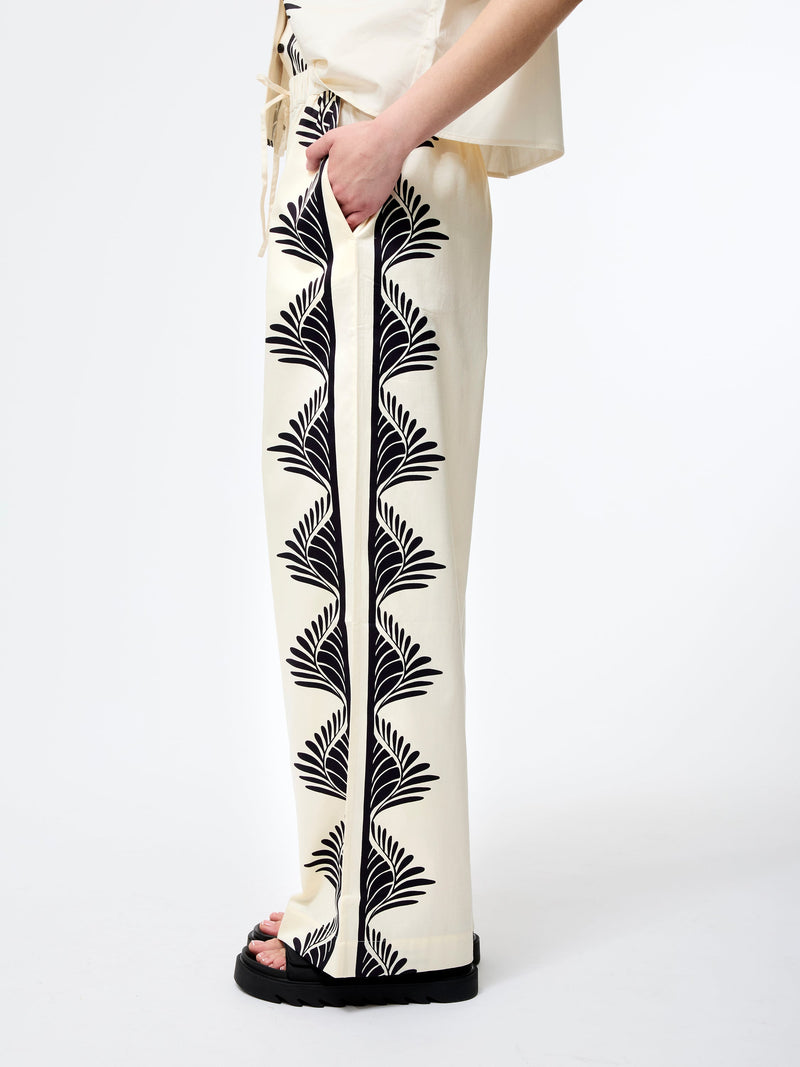 French Connection Nola Alexis Printed Wide Leg Trousers Cream/Black