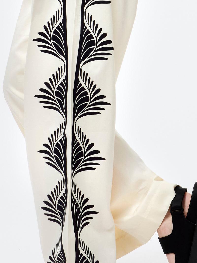 French Connection Nola Alexis Printed Wide Leg Trousers Cream/Black