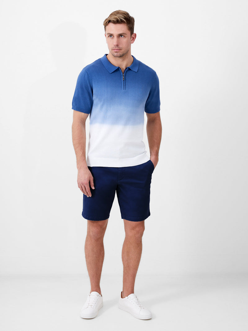 French Connection Ombre Half Zip Polo Shirt Navy Ombre