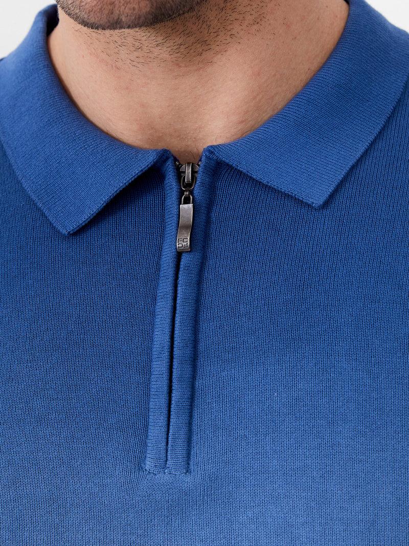 French Connection Ombre Half Zip Polo Shirt Navy Ombre