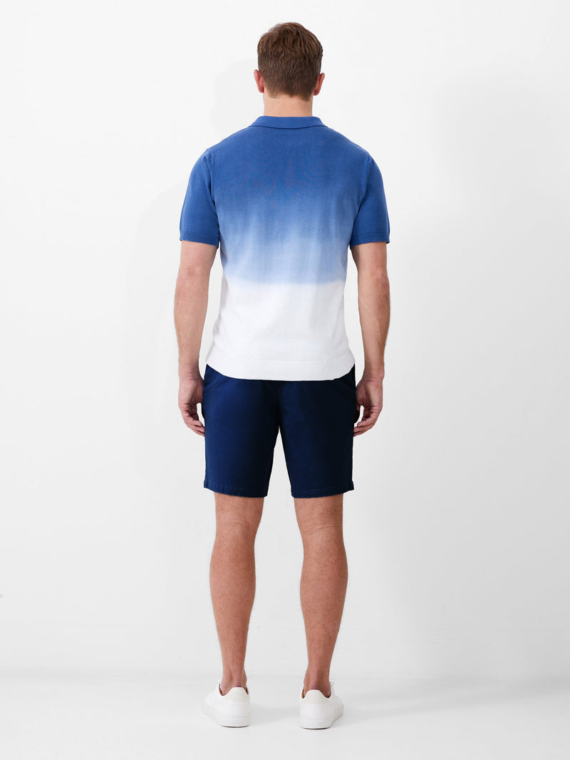 French Connection Ombre Half Zip Polo Shirt Navy Ombre