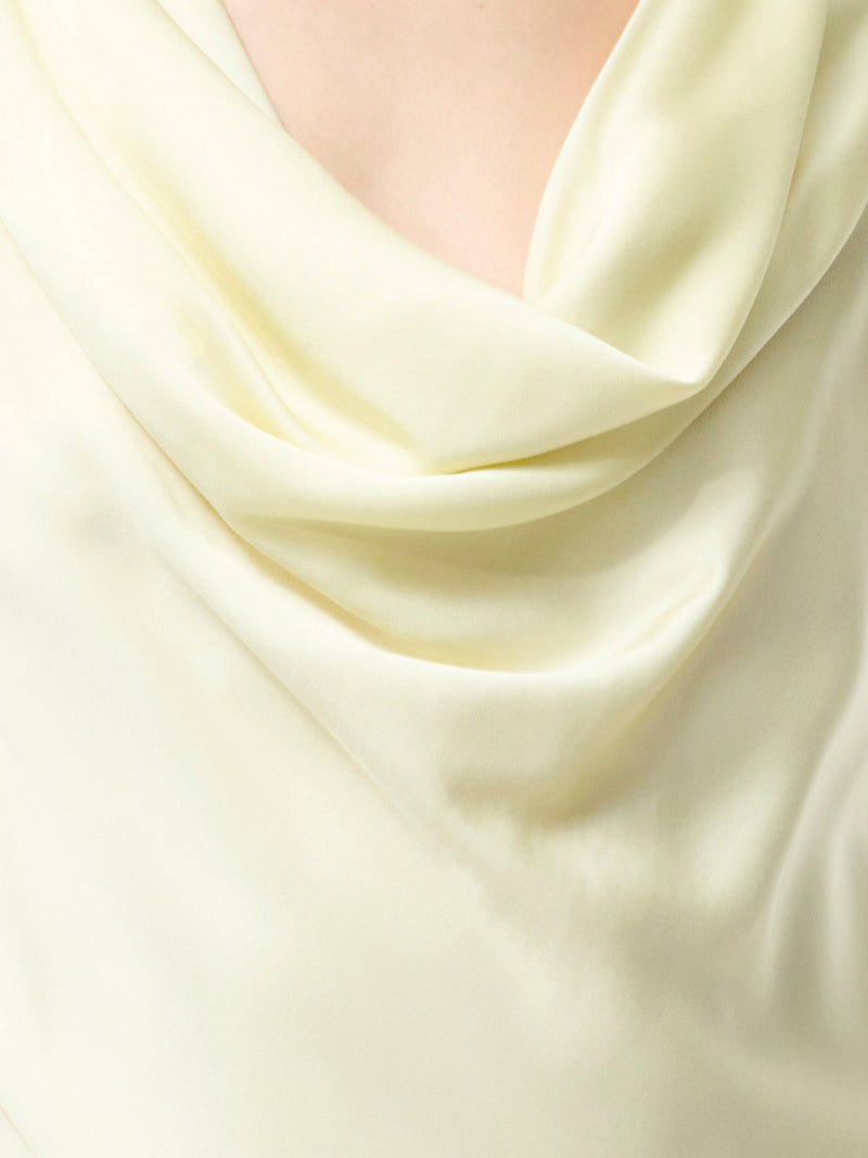 French Connection Oona Satin Asymmetrical Mini Dress Cornsilk Yellow