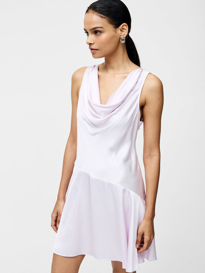 French Connection Oona Satin Asymmetrical Mini Dress Sweet Pink