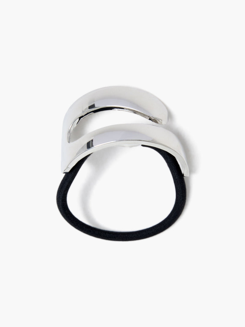 french connection Open Metal Curve Hair Tie Bobble Rhodium