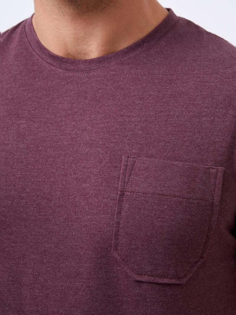 French Connection Organic Pocket T-Shirt Burgandy Mel