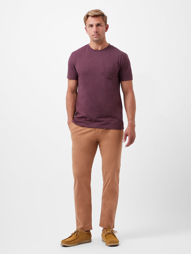 French Connection Organic Pocket T-Shirt Burgandy Mel